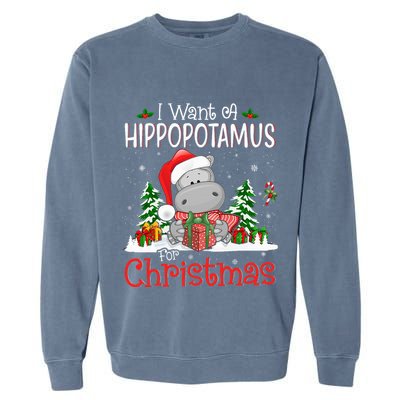 I Want A Hippopotamus For Christmas Xmas Hippo Garment-Dyed Sweatshirt
