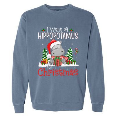 I Want A Hippopotamus For Christmas Xmas Hippo Garment-Dyed Sweatshirt