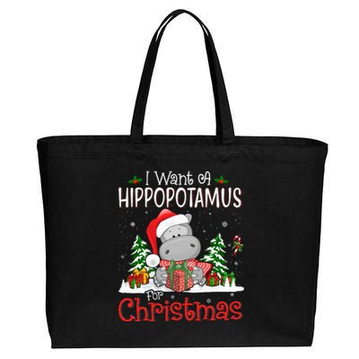 I Want A Hippopotamus For Christmas Xmas Hippo Cotton Canvas Jumbo Tote