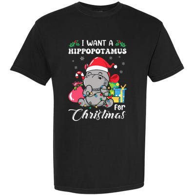 I Want A Hippopotamus For Christmas Hippo Christmas Pajamas Garment-Dyed Heavyweight T-Shirt