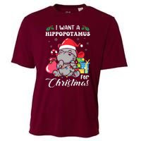 I Want A Hippopotamus For Christmas Hippo Christmas Pajamas Cooling Performance Crew T-Shirt