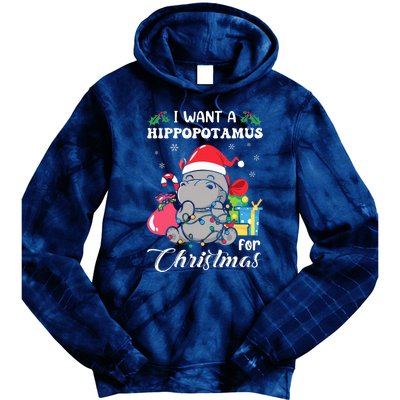 I Want A Hippopotamus For Christmas Hippo Christmas Pajamas Tie Dye Hoodie