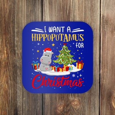 I Want A Hippopotamus For Christmas Xmas Hippo Christmas Cool Gift Coaster