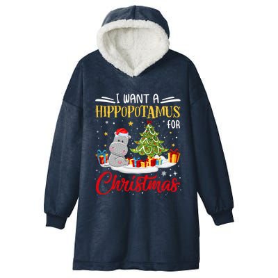 I Want A Hippopotamus For Christmas Xmas Hippo Christmas Cool Gift Hooded Wearable Blanket