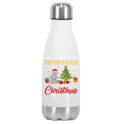 I Want A Hippopotamus For Christmas Xmas Hippo Christmas Cool Gift Stainless Steel Insulated Water Bottle