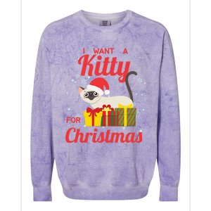 I Want A Kitty Cat For Christmas Funny Cute Magical Holiday Funny Gift Colorblast Crewneck Sweatshirt