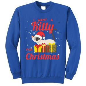 I Want A Kitty Cat For Christmas Funny Cute Magical Holiday Funny Gift Sweatshirt