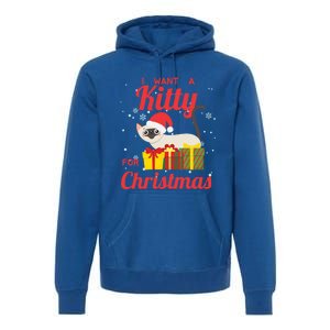 I Want A Kitty Cat For Christmas Funny Cute Magical Holiday Funny Gift Premium Hoodie