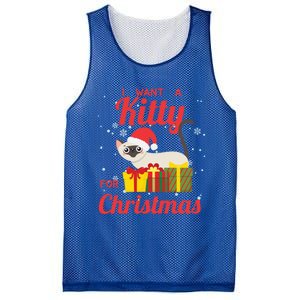 I Want A Kitty Cat For Christmas Funny Cute Magical Holiday Funny Gift Mesh Reversible Basketball Jersey Tank