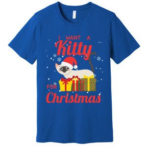 I Want A Kitty Cat For Christmas Funny Cute Magical Holiday Funny Gift Premium T-Shirt