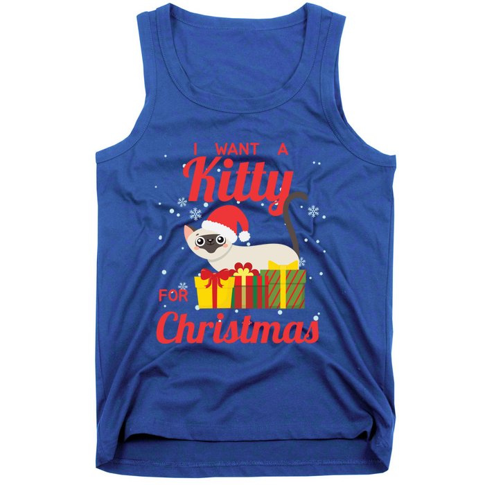 I Want A Kitty Cat For Christmas Funny Cute Magical Holiday Funny Gift Tank Top