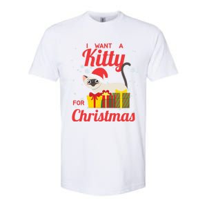 I Want A Kitty Cat For Christmas Funny Cute Magical Holiday Funny Gift Softstyle CVC T-Shirt