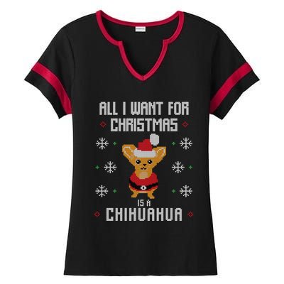 I Want A Chihuahua For Christmas Cute Chihuahua Xmas Funny Gift Ladies Halftime Notch Neck Tee