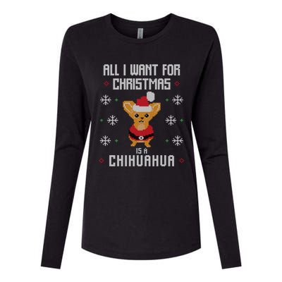 I Want A Chihuahua For Christmas Cute Chihuahua Xmas Funny Gift Womens Cotton Relaxed Long Sleeve T-Shirt