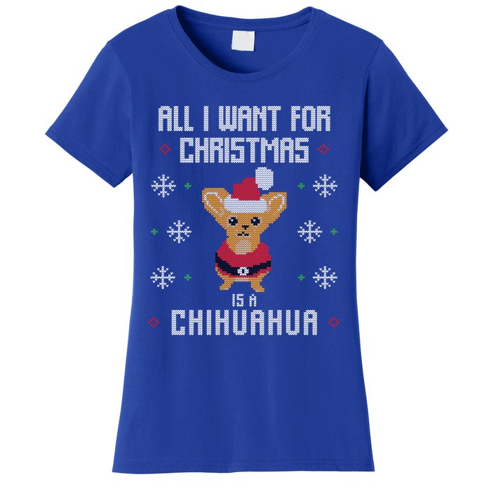 I Want A Chihuahua For Christmas Cute Chihuahua Xmas Funny Gift Women's T-Shirt