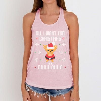 I Want A Chihuahua For Christmas Cute Chihuahua Xmas Funny Gift Women's Knotted Racerback Tank