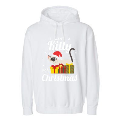 I Want A Kitty Cat For Christmas Funny Cute Magical Holiday Gift Garment-Dyed Fleece Hoodie