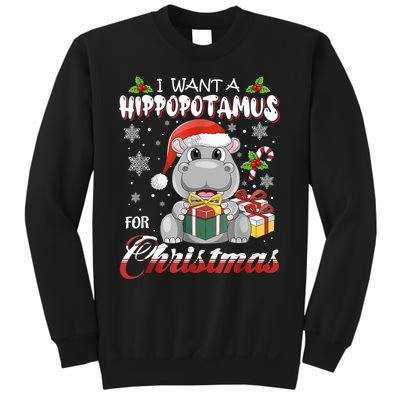 I Want A Hippopotamus For Christmas Xmas Lights Santa Hippo TShirt Sweatshirt