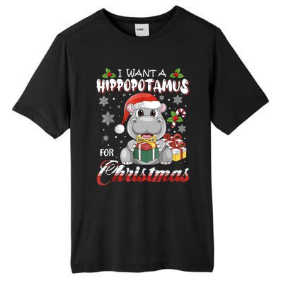 I Want A Hippopotamus For Christmas Xmas Lights Santa Hippo TShirt Tall Fusion ChromaSoft Performance T-Shirt