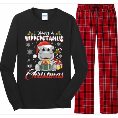 I Want A Hippopotamus For Christmas Xmas Lights Santa Hippo TShirt Long Sleeve Pajama Set