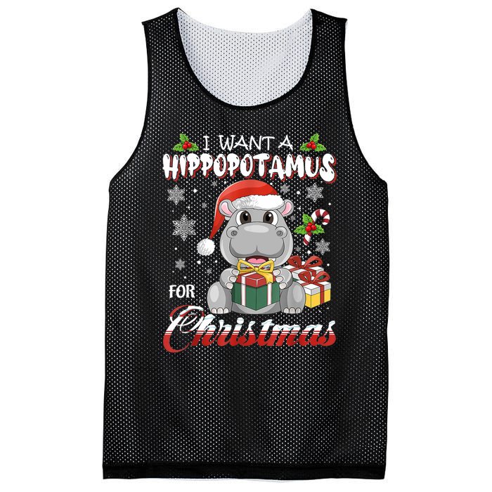 I Want A Hippopotamus For Christmas Xmas Lights Santa Hippo TShirt Mesh Reversible Basketball Jersey Tank