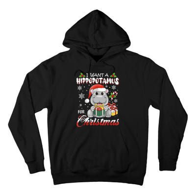 I Want A Hippopotamus For Christmas Xmas Lights Santa Hippo TShirt Tall Hoodie