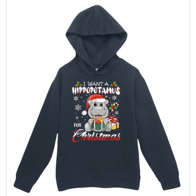 I Want A Hippopotamus For Christmas Xmas Lights Santa Hippo TShirt Urban Pullover Hoodie