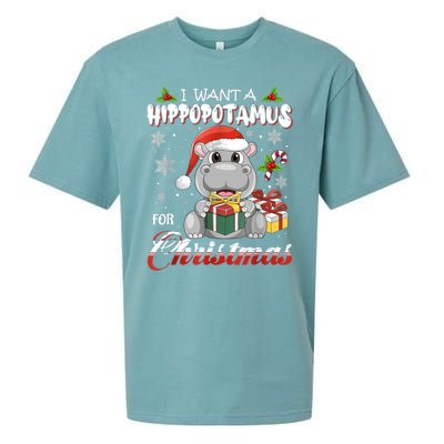 I Want A Hippopotamus For Christmas Xmas Lights Santa Hippo TShirt Sueded Cloud Jersey T-Shirt