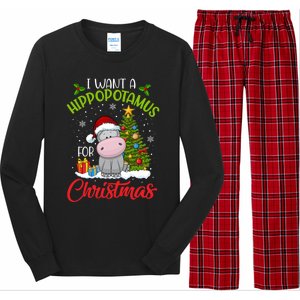 I Want A Hippopotamus For Christmas Xmas Hippo Gift Long Sleeve Pajama Set