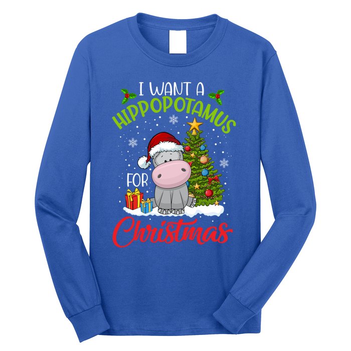 I Want A Hippopotamus For Christmas Xmas Hippo Gift Long Sleeve Shirt