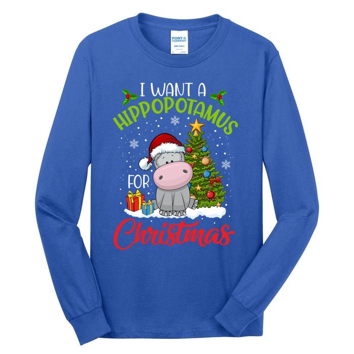 I Want A Hippopotamus For Christmas Xmas Hippo Gift Tall Long Sleeve T-Shirt