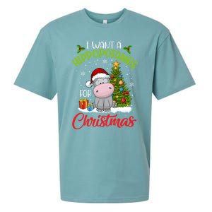 I Want A Hippopotamus For Christmas Xmas Hippo Gift Sueded Cloud Jersey T-Shirt