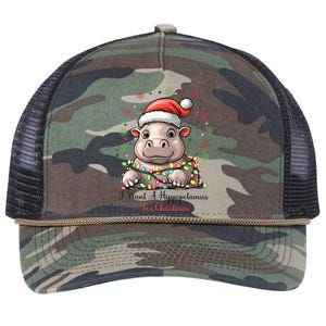 I Want A Hippopotamus For Christmas Xmas Holiday Retro Rope Trucker Hat Cap