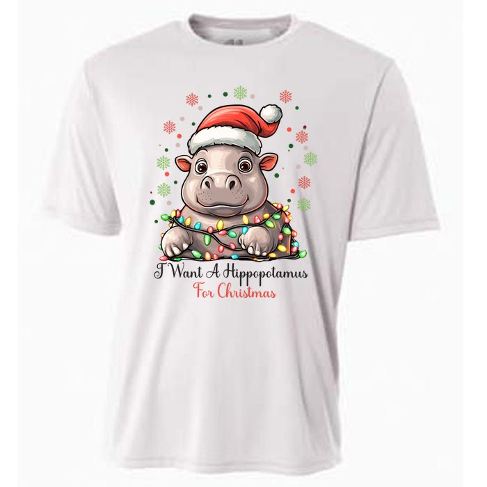 I Want A Hippopotamus For Christmas Xmas Holiday Cooling Performance Crew T-Shirt