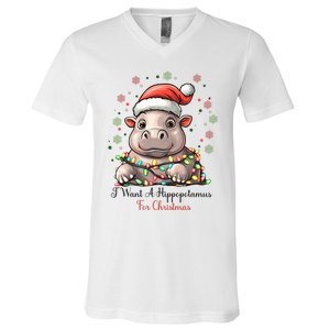 I Want A Hippopotamus For Christmas Xmas Holiday V-Neck T-Shirt