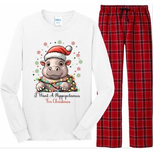 I Want A Hippopotamus For Christmas Xmas Holiday Long Sleeve Pajama Set