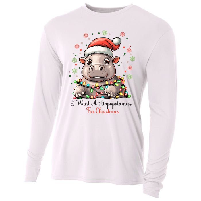 I Want A Hippopotamus For Christmas Xmas Holiday Cooling Performance Long Sleeve Crew