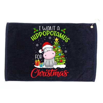 I Want A Hippopotamus For Christmas, Xmas Hippo Grommeted Golf Towel