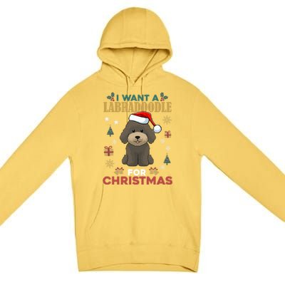 I Want A Labradoodle For Christmas Cute Dog Pet Lover Pajama Gift Premium Pullover Hoodie