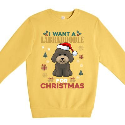 I Want A Labradoodle For Christmas Cute Dog Pet Lover Pajama Gift Premium Crewneck Sweatshirt