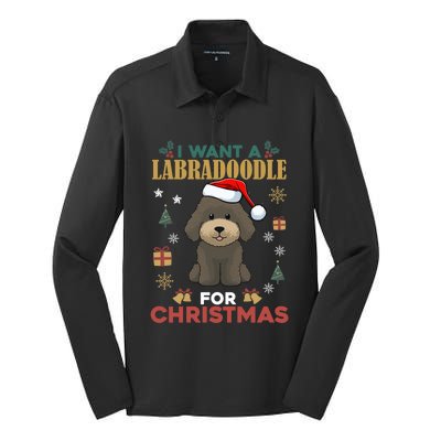 I Want A Labradoodle For Christmas Cute Dog Pet Lover Pajama Gift Silk Touch Performance Long Sleeve Polo