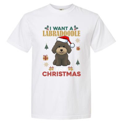 I Want A Labradoodle For Christmas Cute Dog Pet Lover Pajama Gift Garment-Dyed Heavyweight T-Shirt