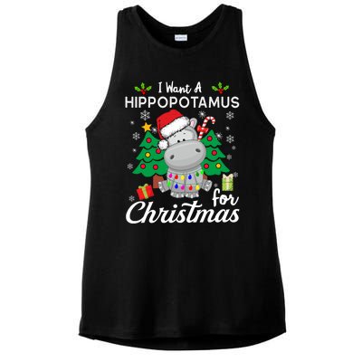 I Want A Hippopotamus For Christmas Xmas Hippo For Gift Ladies PosiCharge Tri-Blend Wicking Tank