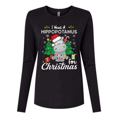 I Want A Hippopotamus For Christmas Xmas Hippo For Gift Womens Cotton Relaxed Long Sleeve T-Shirt