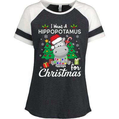 I Want A Hippopotamus For Christmas Xmas Hippo For Gift Enza Ladies Jersey Colorblock Tee