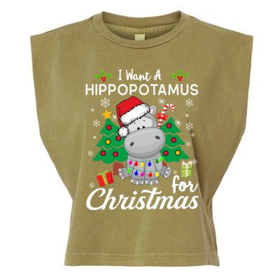 I Want A Hippopotamus For Christmas Xmas Hippo For Gift Garment-Dyed Women's Muscle Tee