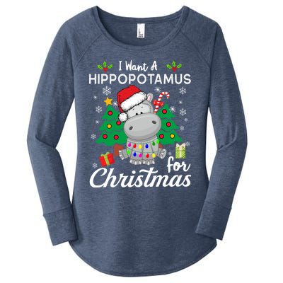 I Want A Hippopotamus For Christmas Xmas Hippo For Gift Women's Perfect Tri Tunic Long Sleeve Shirt