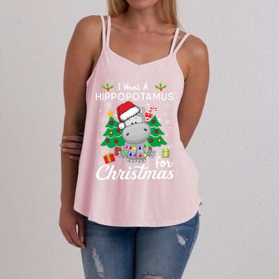 I Want A Hippopotamus For Christmas Xmas Hippo For Gift Women's Strappy Tank