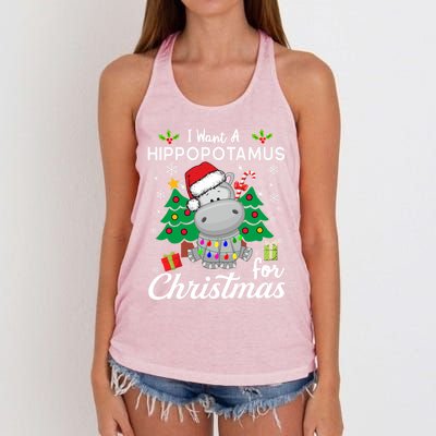 I Want A Hippopotamus For Christmas Xmas Hippo For Gift Women's Knotted Racerback Tank