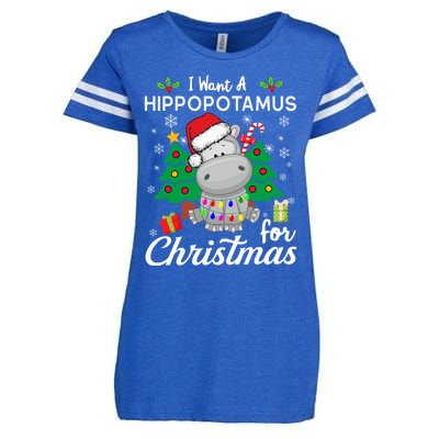 I Want A Hippopotamus For Christmas Xmas Hippo For Gift Enza Ladies Jersey Football T-Shirt